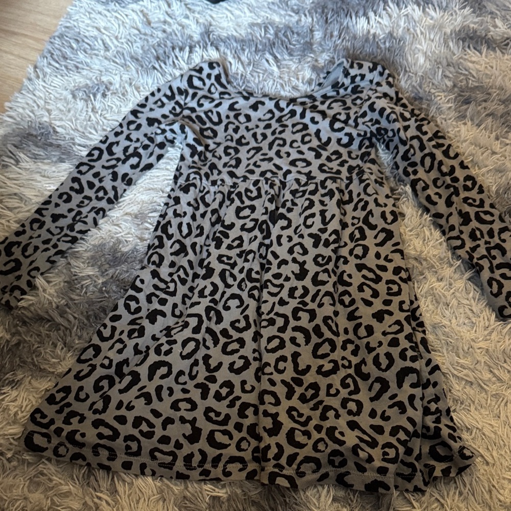 Old Navy Black and Gray Leopard Print Kids Casual Dress